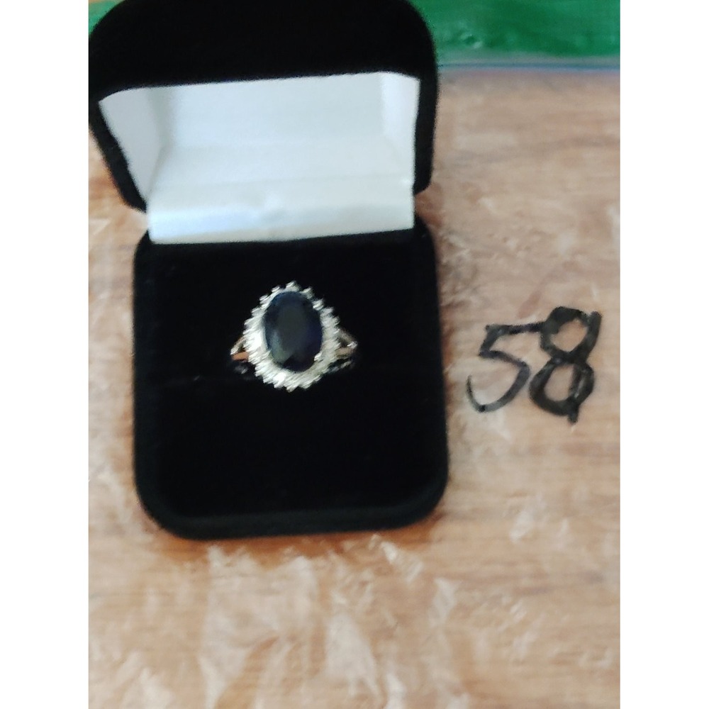 Avon Cocktail Ring Size 10 Blue Sterling Silver Vintage 925 Simulated Sapphire